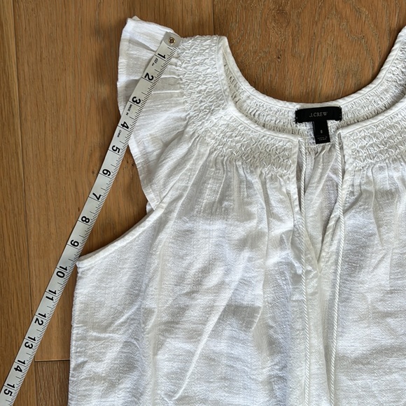 J. CREW White Cotton Smocked Flutter-Sleeve Mini Dress - Swim Cover-Up - Small - Picture 11 of 15